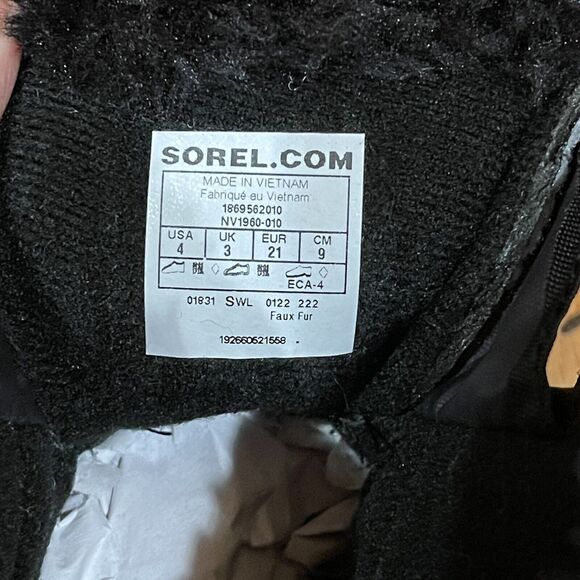 SOREL Snow Commander Toddler Boots Size 4 Black Faux Fur Winter NEW NO BOX - Picture 9 of 11